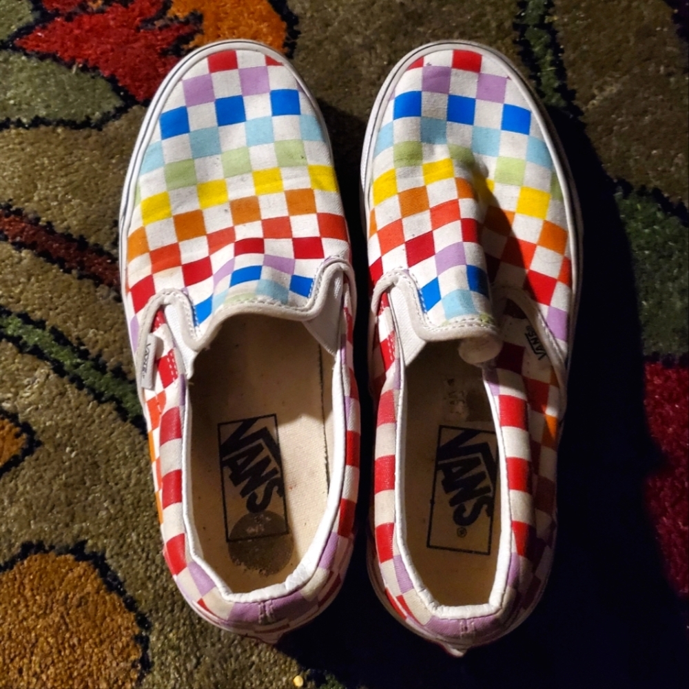 VANS Slip-ons - Checkered Rainbow  Women's sz. 7